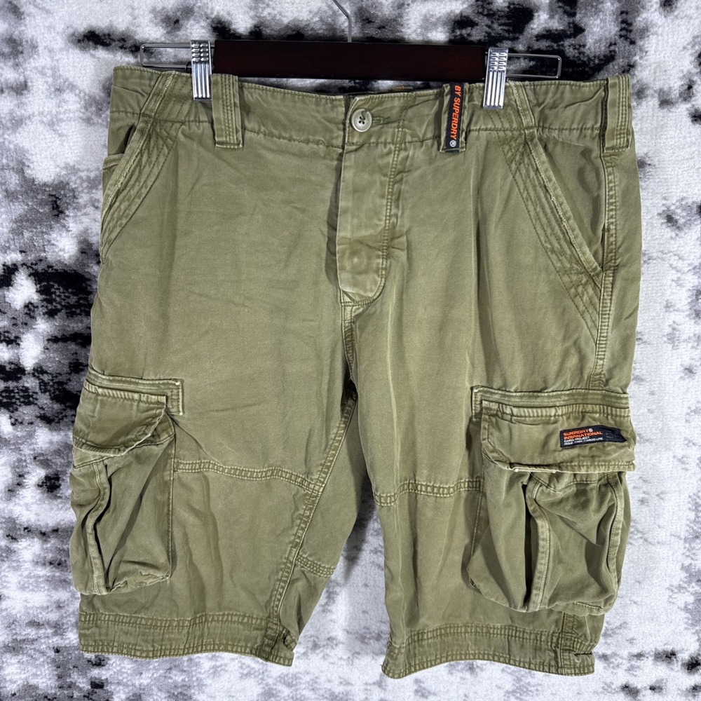 Superdry Project Lite Cargo Shorts Mens Size 34 Green‎ Cotton Twill Y2k Street